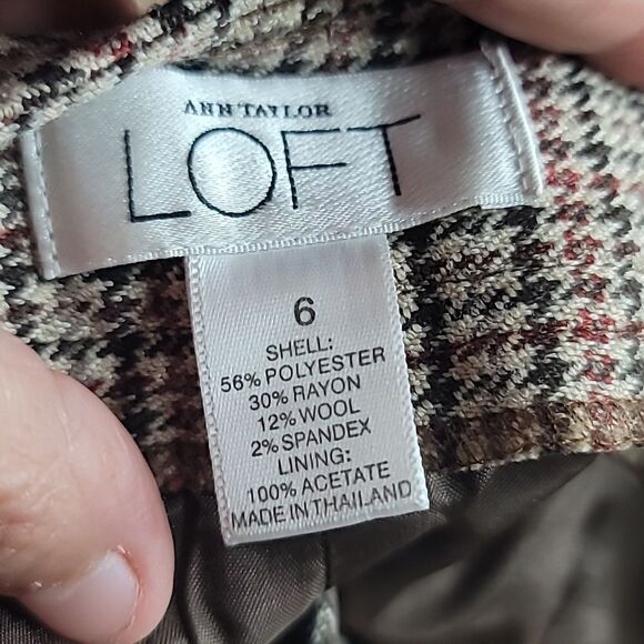 LOFT Checkered Wool Dress Shorts Size 6 - Picture 6 of 7